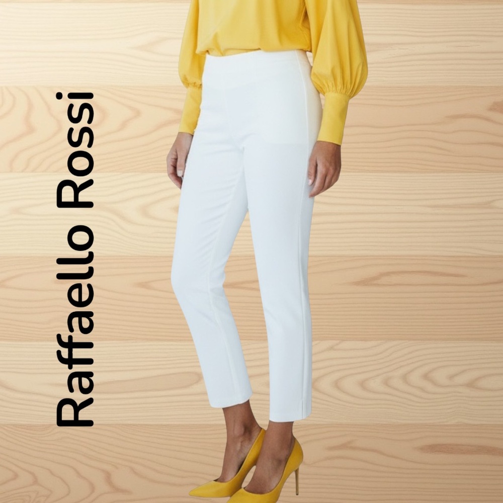Raffaello Rossi Pants Womens US 6/8 Penny Crop White Pull On Stretch EU 40